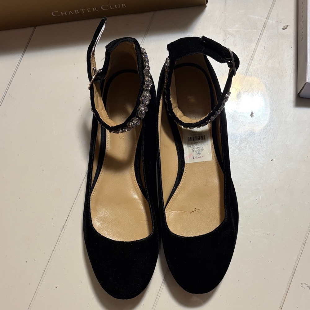 Talbots Black Heels with Sparkling Ankle Strap
